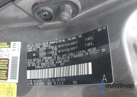 2015 Toyota Sienna Le 8 Passenger from USA, damaged, VIN 5TDKK3DC5FS631759